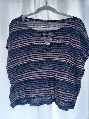 American Eagle Striped Knit Short-Sleeve Top